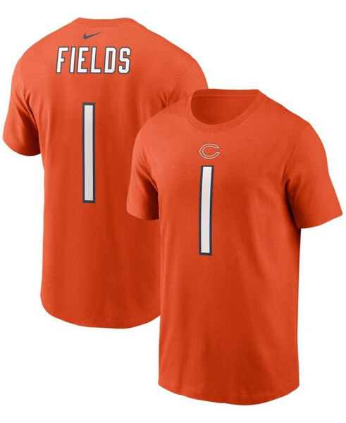 Men's Justin Fields Orange Chicago Bears 2021 NFL Draft First Round Pick Player Name and Number T-shirt