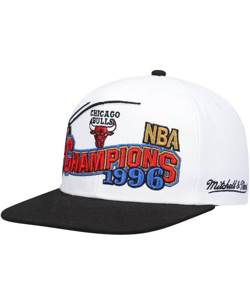 Men's White Chicago Bulls Hardwood Classics 1996 Nba Champions Wave Two-Tone Snapback Hat