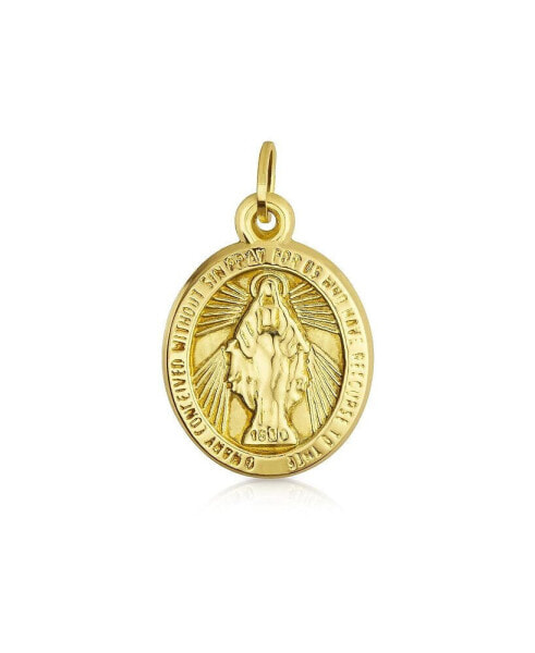 Bling Jewelry yellow Real 14K Gold Guadalupe Holy Mother the Virgin Mary Religious Medallion Oval Medal Pendant Necklace For Women No Chain