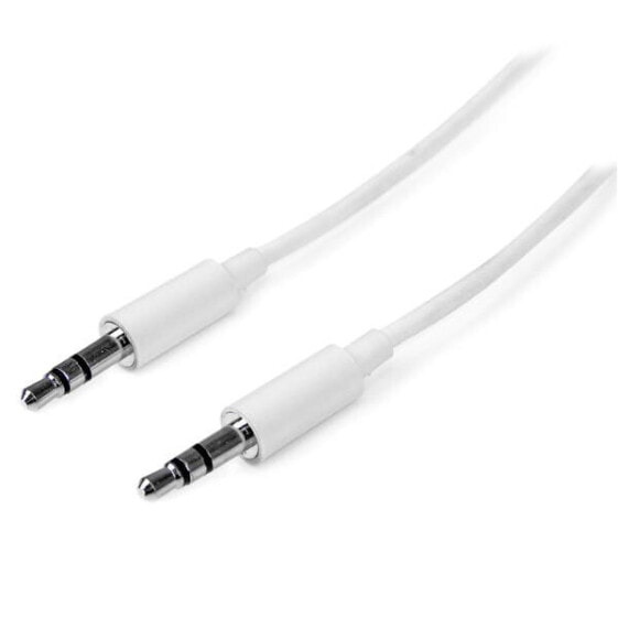 StarTech.com 1m White Slim 3.5mm Stereo Audio Cable - Male to Male, 3.5mm, Male, 3.5mm, Male, 1 m, White