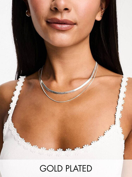 Pieces 18k plated 2 chain necklace in silver