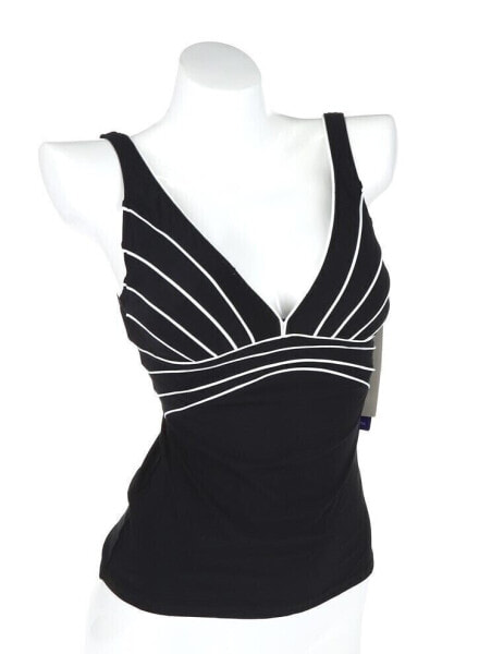 Gottex Essential Womens Swimwear Black White Tankini Top Black Size 6