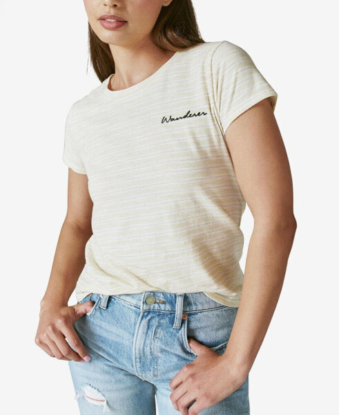 Embroidered Striped Cotton T-Shirt