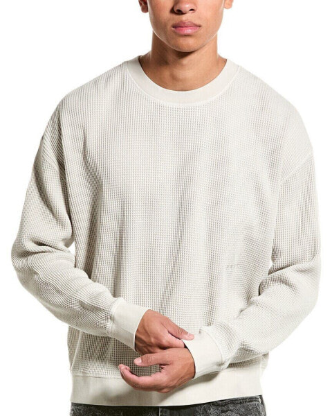 Frame Denim Waffle Knit Crewneck Sweatshirt Men's Beige M