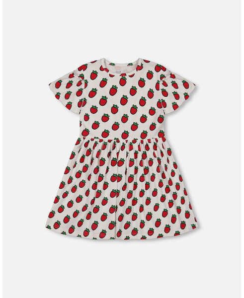 Платье Deux Par Deux Flounce Sleeves Strawberry Pop