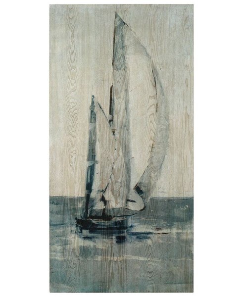 "Gray Seas Ii" Fine Giclee Printed Directly on Hand Finished Ash Wood Wall Art, 48" x 24" x 1.5"