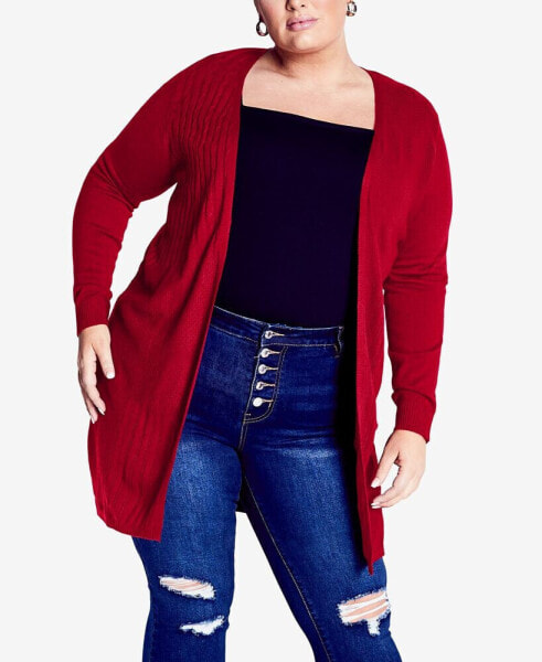 Plus Size Meadow Mews Cable Knit Cardigan Sweater