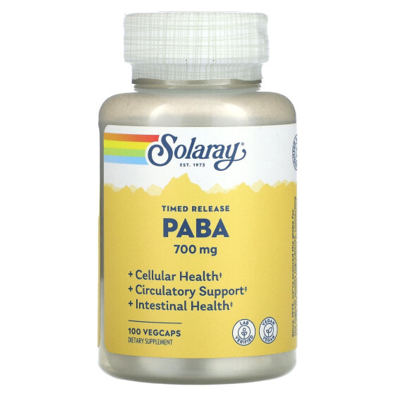 Solaray, ПАБК с замедленным высвобождением, 700 мг, 100 растительных капсул