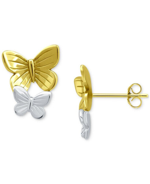 Double Butterfly Stud Earrings in Sterling Silver & 18k Gold-Plate, Created for Macy's