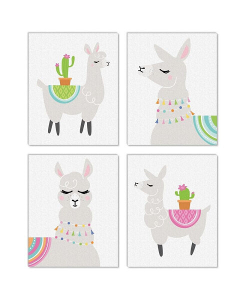 Whole Llama Fun - Unframed Llama Linen Paper Wall Art - 4 Ct - Artisms 8 x 10 in