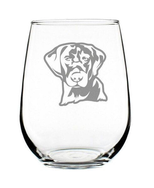 Labrador Retriever Face Labrador Dog Gifts Stem Less Wine Glass, 17 oz