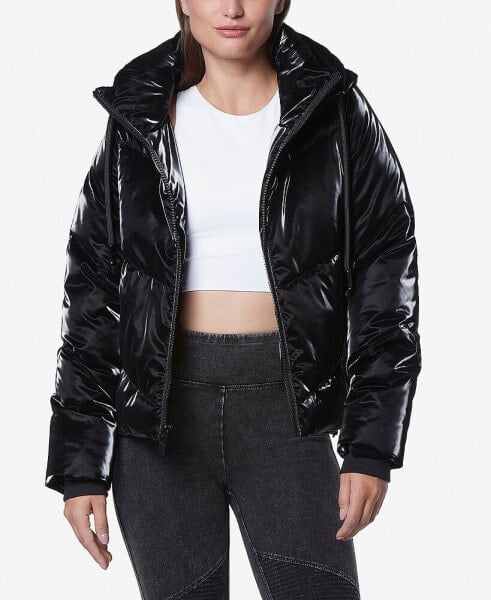 Women's Luxe Sheen Puffer Hooded Jacket