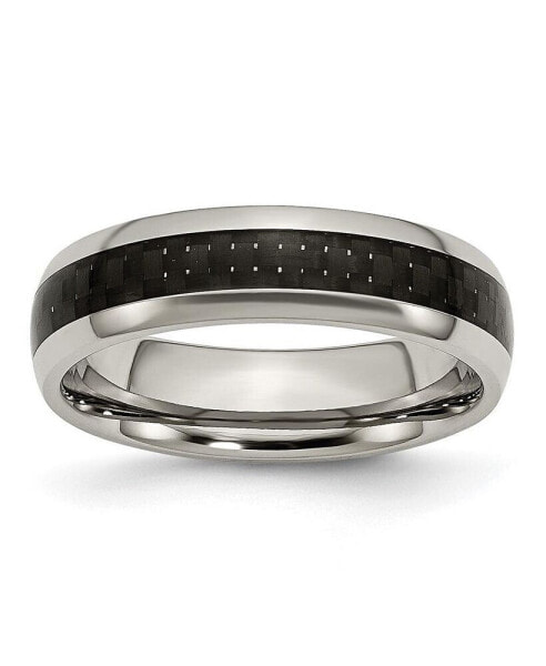 Titanium Black Carbon Fiber Inlay Wedding Band Ring