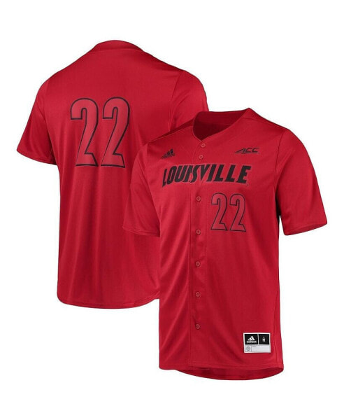 Men's #22 Red Louisville Cardinals Button-Up Baseball Jersey