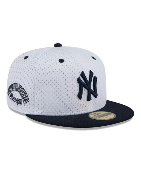 Men's White New York Yankees Throwback Mesh 59fifty Fitted Hat