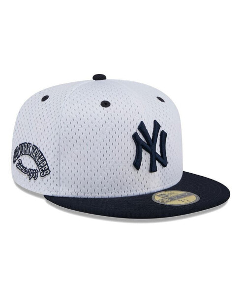 Головной убор New Era белый, модель New York Yankees Throwback Mesh 59FIFTY для мужчин