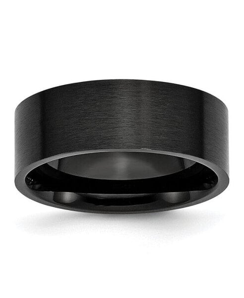 Stainless Steel Brushed Black IP-plated 8mm Flat Band Ring