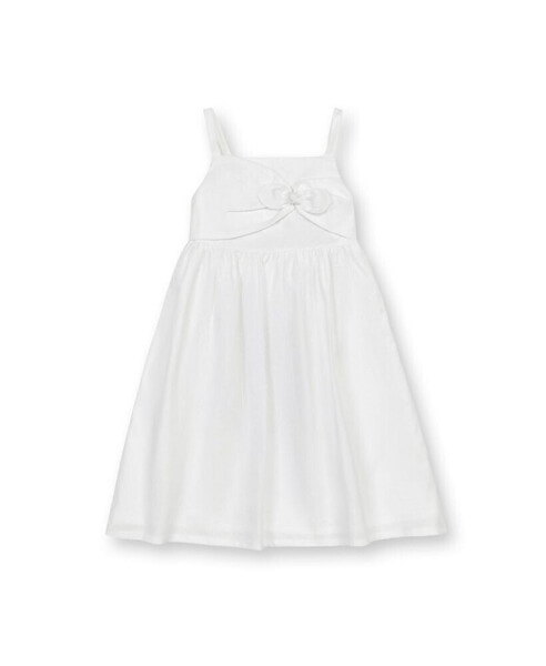 Little Girls Sleeveless Bow Front Linen Sundress