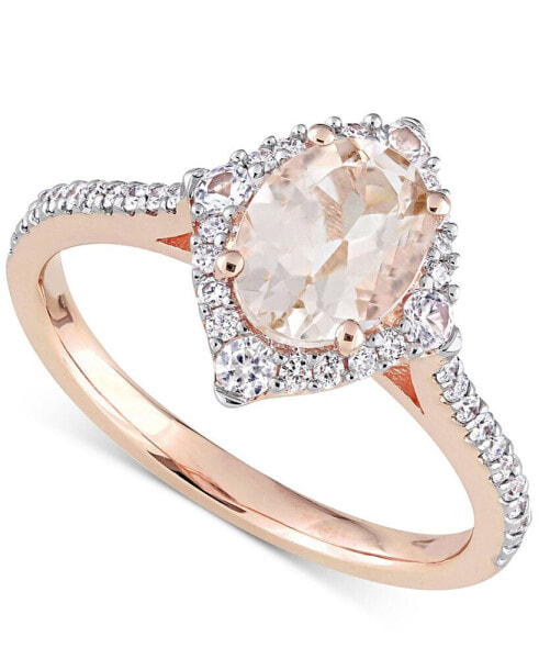 Morganite (1-1/7 ct. t.w.), White Sapphire (1/5 ct. t.w.) & Diamond (1/4 ct. t.w.) Ring in 14k Rose Gold