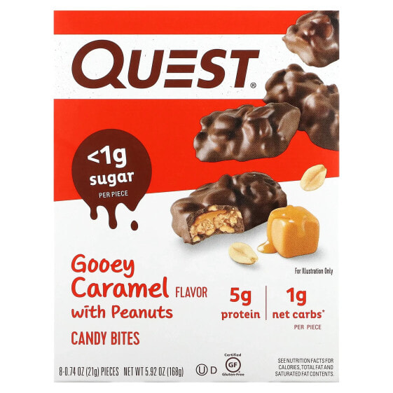 Candy Bites, Gooey Caramel with Peanuts, 8 Bites, 0.74 oz (21 g) Each