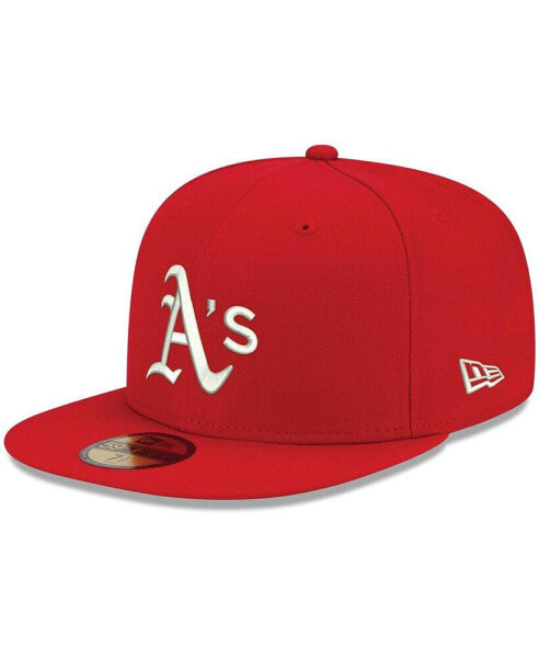 Головной убор для мужчин New Era красный Oakland Athletics Logo белый 59FIFTY Fitted Hat