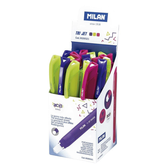 MILAN Display Box 21 Tri Jet Automatic Eraser Holder Acid Series