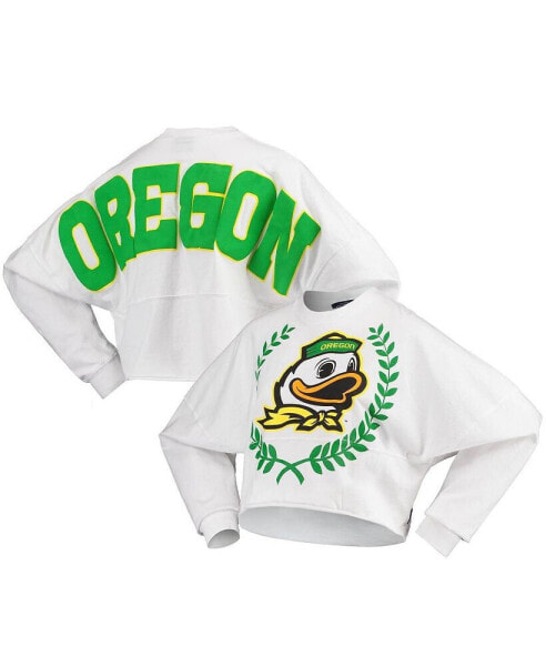 Футболка Spirit Jersey женская с длинным рукавом и вырезом Oregon Ducks Laurels (белая)