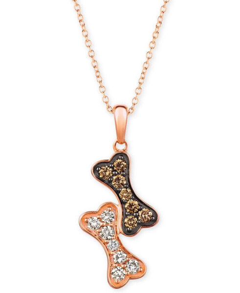 I Love Dogs Collection 20" Pendant Necklace (3/8 ct. t.w.) in 14k Rose Gold