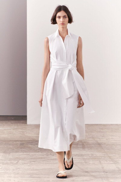 Zw collection knotted poplin shirt dress