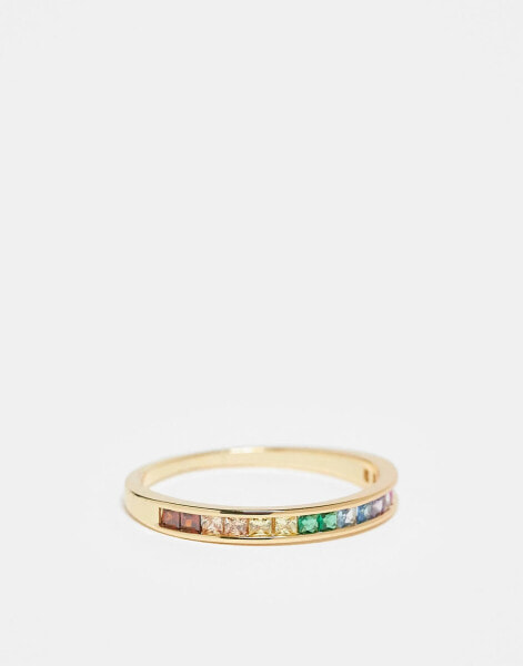 Pieces Curve 18k plated rainbow stacking ring in gold