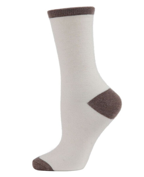 Tipped Flat knit Cashmere Women's Crew Socks