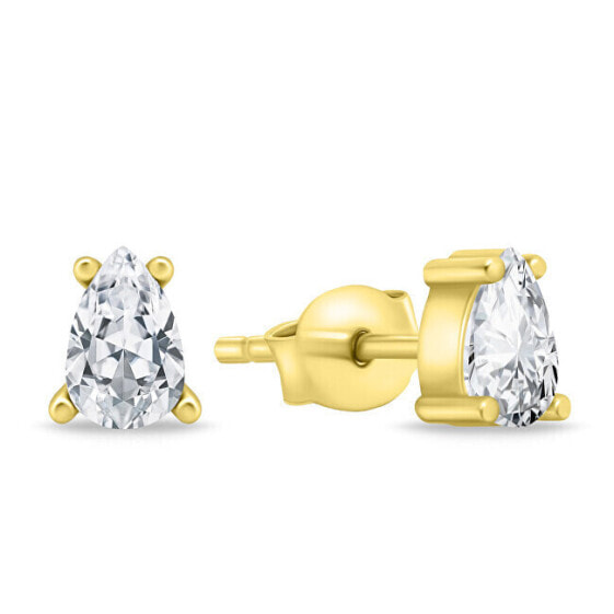 Decent gold-plated earrings with clear zircons EA860Y
