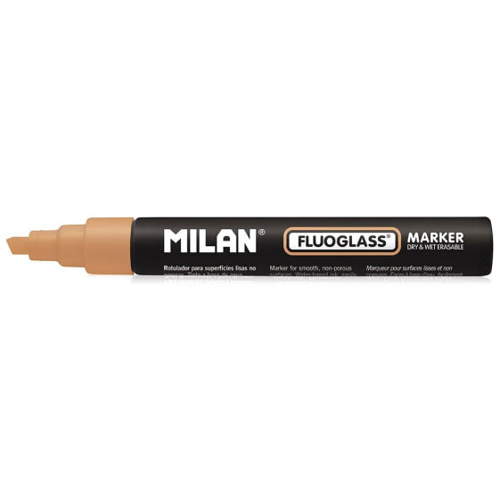 MILAN Display Box 12 Fluoglass Markers Chisel Tip 2 4 mm Orange Colour