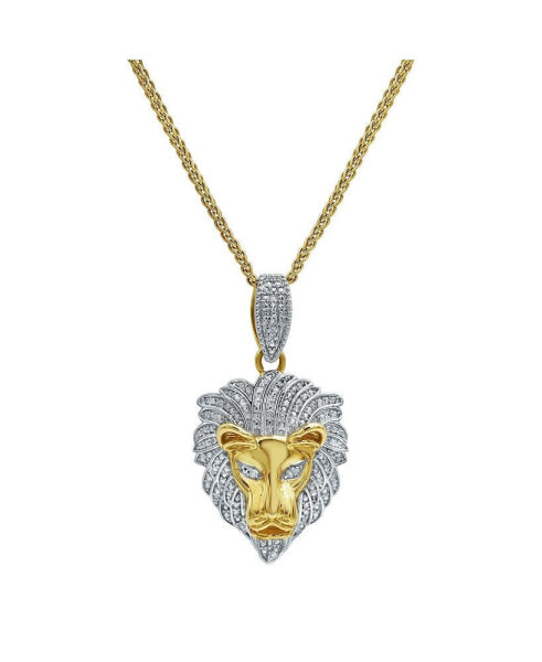 King of the Jungle Natural Round Cut Diamond Pendant(0.09 cttw) in 14k Yellow Gold for Women & Men