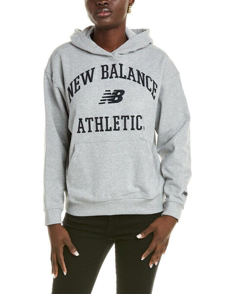 New Balance Athletics Varsity Oversized Fleece Hoodie Women's Grey Xs