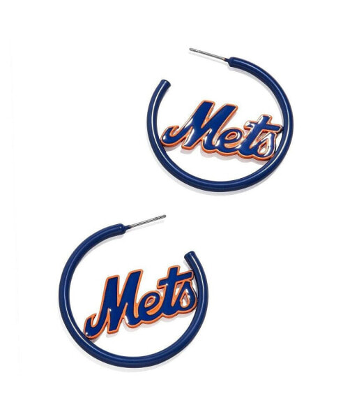 Women's New York Mets Enamel Hoop Earrings
