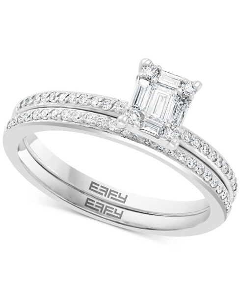 EFFY® Diamond Emerald-Shaped Cluster Bridal Set (3/8 ct. t.w.) in 14k White Gold