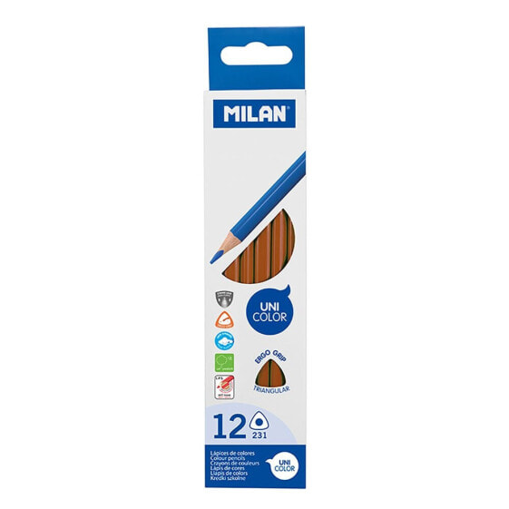 MILAN Box 12 Triangular Brown Pencils