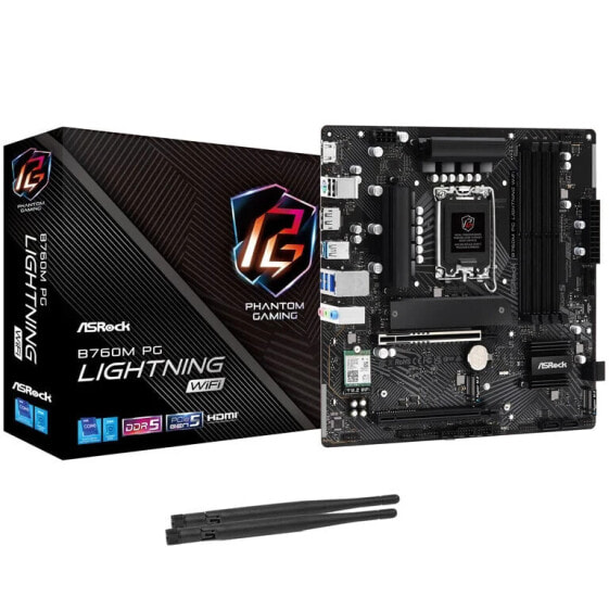 ASRock B760M PG Lightning WiFi, Intel B760 Mainboard - Sockel 1700, DDR5