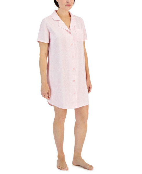 Women's Short-Sleeve Matte Satin Sleepshirt, Created for Macy's