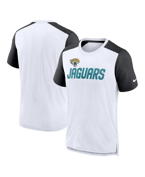 Men's White, Heathered Black Jacksonville Jaguars Color Block Team Name T-shirt