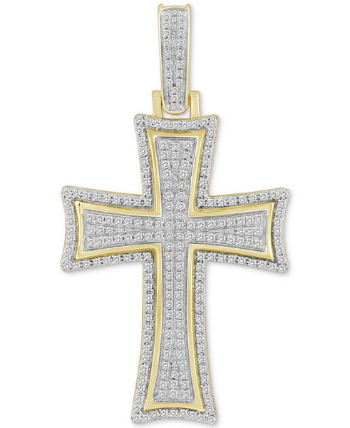 Men's Diamond Pavé Flared Cross Pendant (1/2 ct. t.w.) in 10k Gold