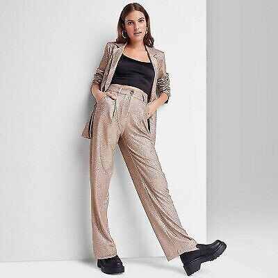 Women's Wide Leg Glitter Trouser Pants - Wild Fable Copper 8