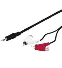 Wentronic Audio Cable Adapter - 3.5 mm Male to Stereo RCA Male/Female - 1.5m - 3.5mm - Male - 2 x RCA - Male/Female - 1.5 m - Black - Red - White