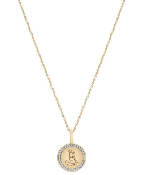 Diamond Aries Disc 18" Pendant Necklace (1/10 ct. t.w.) in Gold Vermeil, Created for Macy's