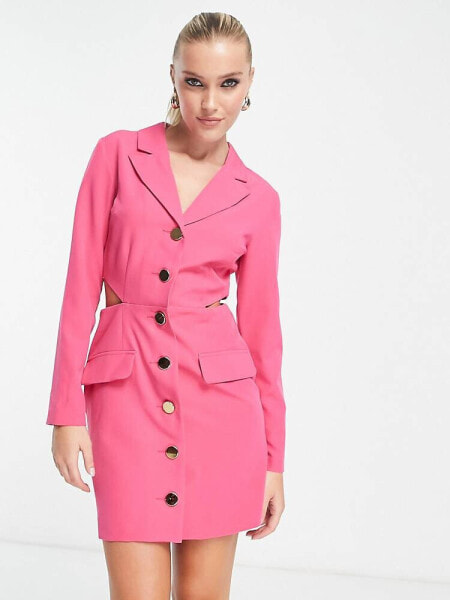 Miss Selfridge – Elegantes Kleid in Rosa mit Zierausschnitten