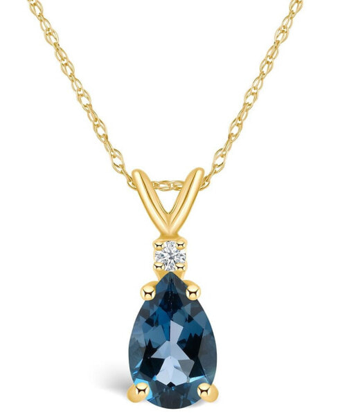 Macy's london Blue Topaz (1 ct. t.w.) and Diamond Accent Pendant Necklace in 14K Yellow Gold or 14K White Gold