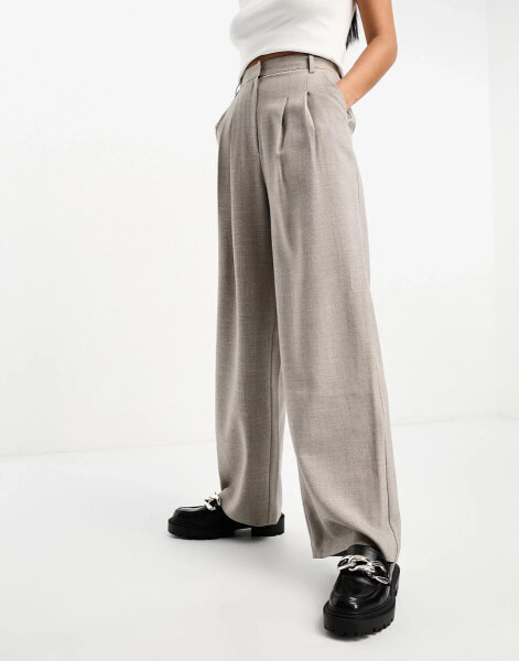 Miss Selfridge – Elegante Hose in warmem Grau mit weitem Bein