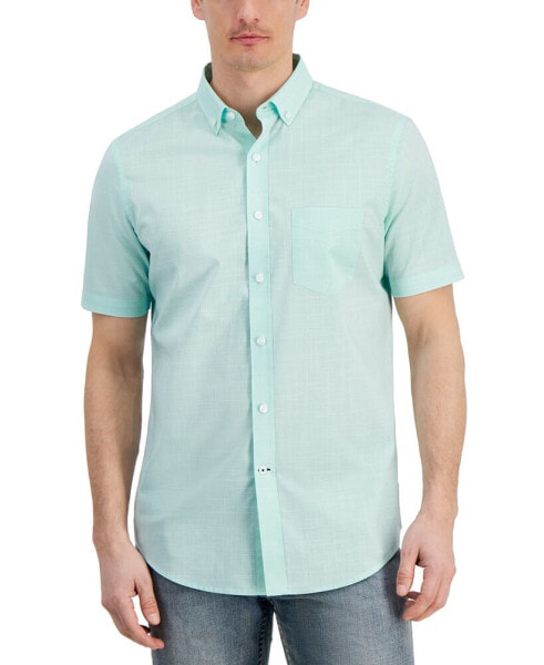 Men's Texture Check Stretch Cotton Shirt, Created for Macy's