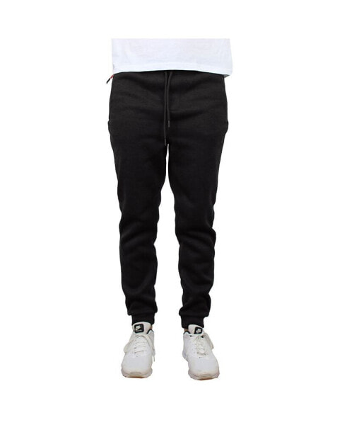 Men's Slim-Fit Marled Fleece Joggers with Zipper Side Pockets